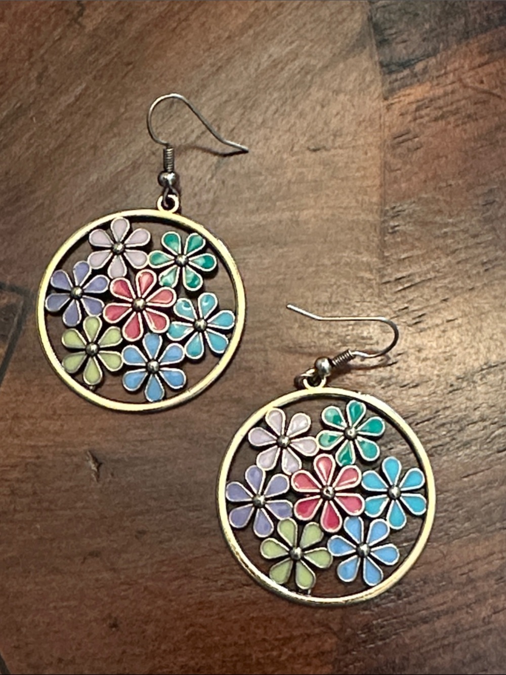 Fashion Jewelry Multicolor Floral Drop Earrings - Pink, Blue, Green, Purple